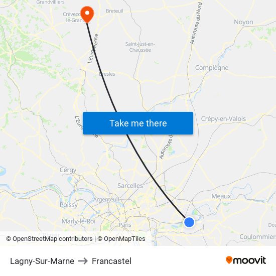 Lagny-Sur-Marne to Francastel map