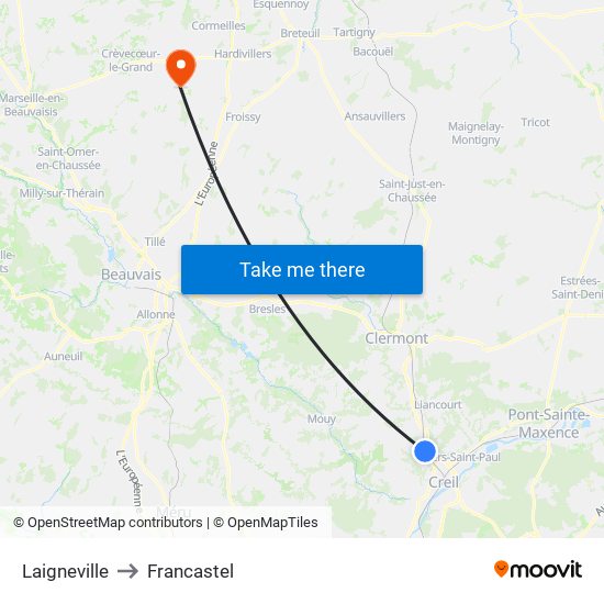 Laigneville to Francastel map