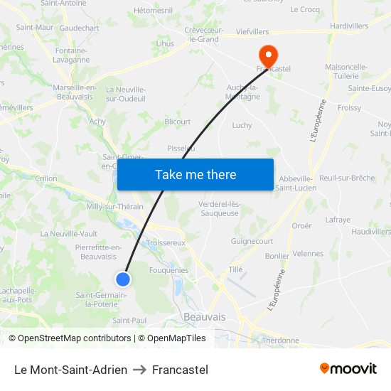 Le Mont-Saint-Adrien to Francastel map