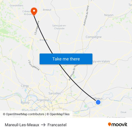 Mareuil-Les-Meaux to Francastel map