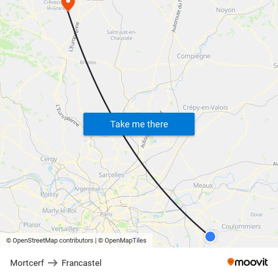 Mortcerf to Francastel map