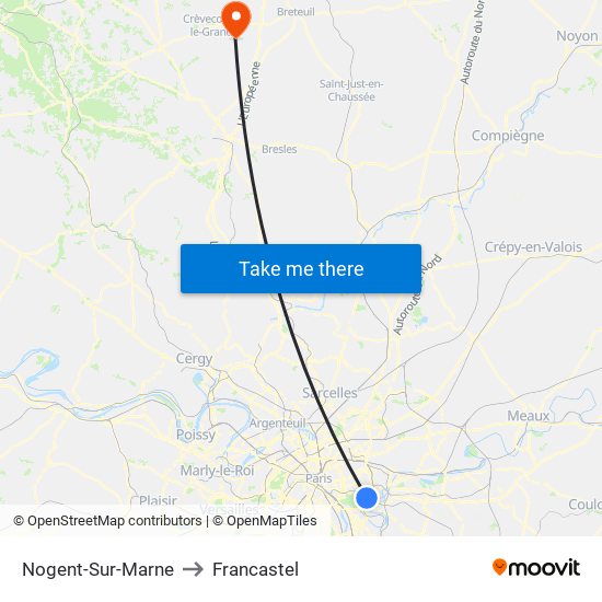 Nogent-Sur-Marne to Francastel map