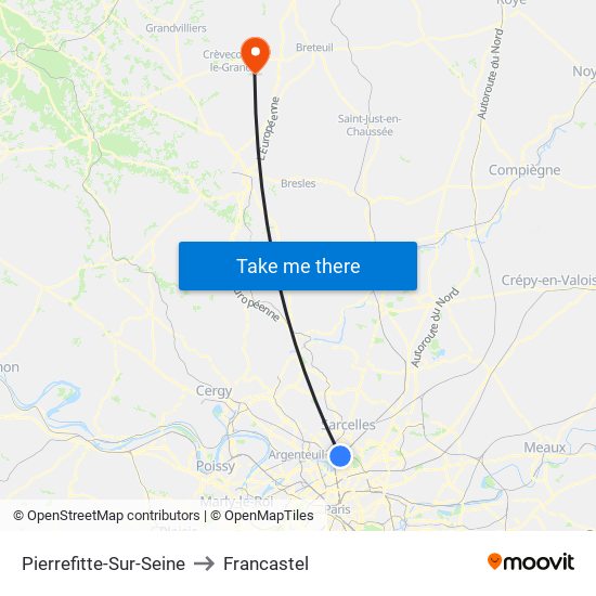 Pierrefitte-Sur-Seine to Francastel map