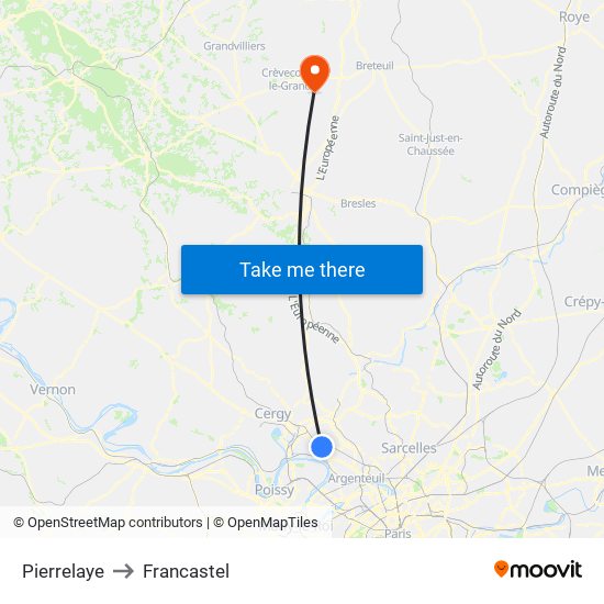 Pierrelaye to Francastel map