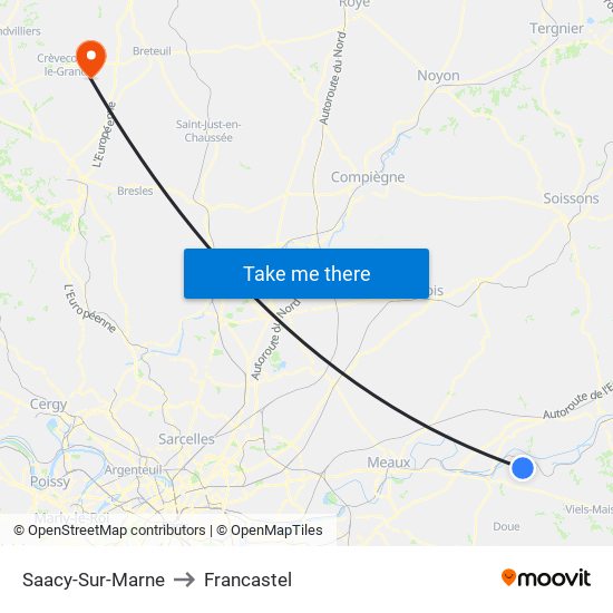 Saacy-Sur-Marne to Francastel map