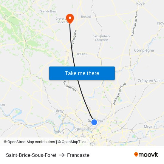 Saint-Brice-Sous-Foret to Francastel map