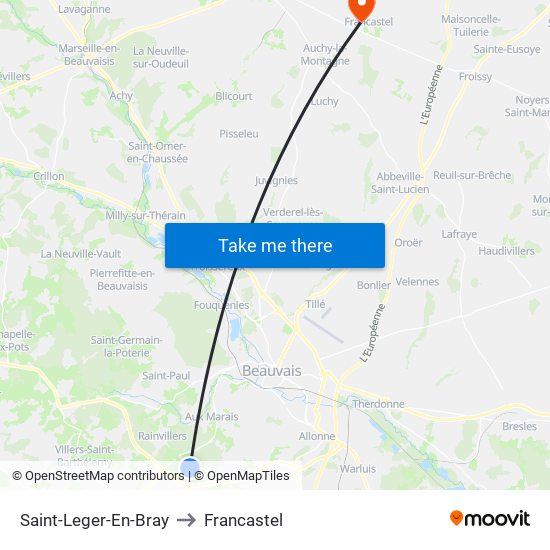 Saint-Leger-En-Bray to Francastel map