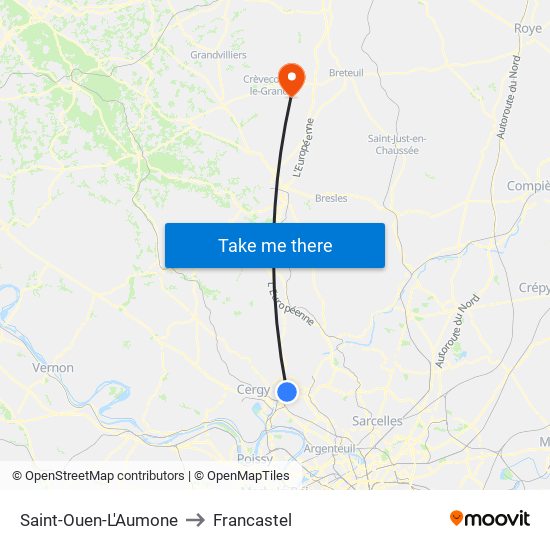 Saint-Ouen-L'Aumone to Francastel map