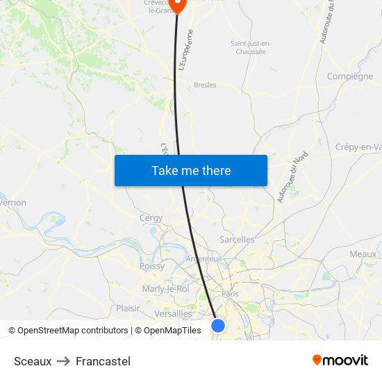 Sceaux to Francastel map