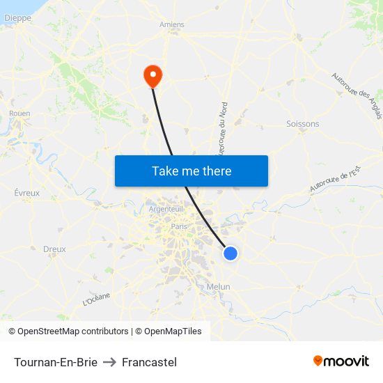 Tournan-En-Brie to Francastel map