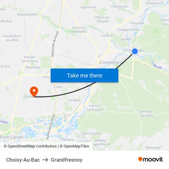 Choisy-Au-Bac to Grandfresnoy map