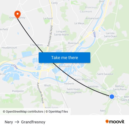 Nery to Grandfresnoy map