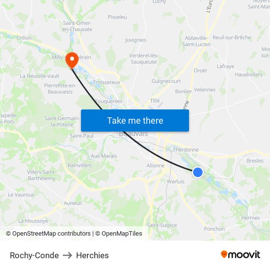 Rochy-Conde to Herchies map