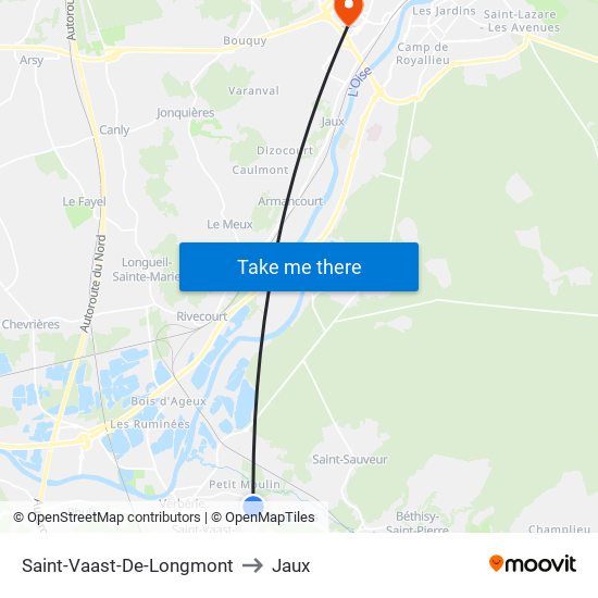 Saint-Vaast-De-Longmont to Jaux map