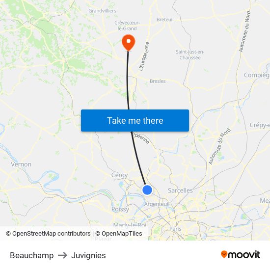 Beauchamp to Juvignies map