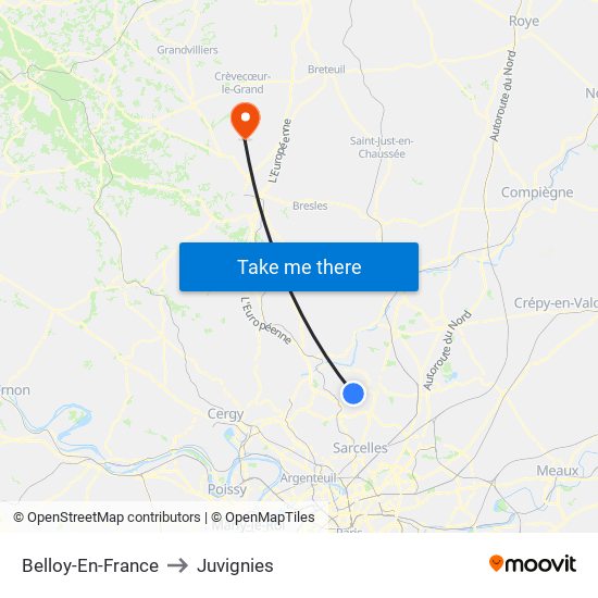 Belloy-En-France to Juvignies map