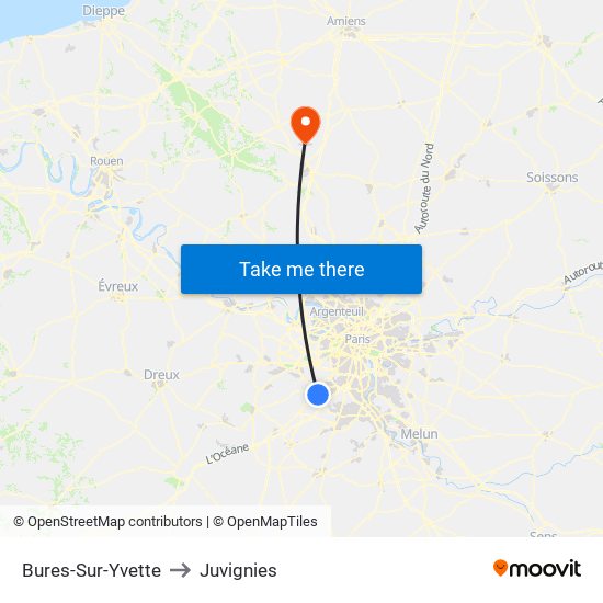 Bures-Sur-Yvette to Juvignies map