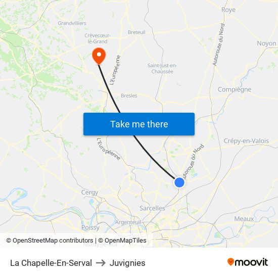 La Chapelle-En-Serval to Juvignies map