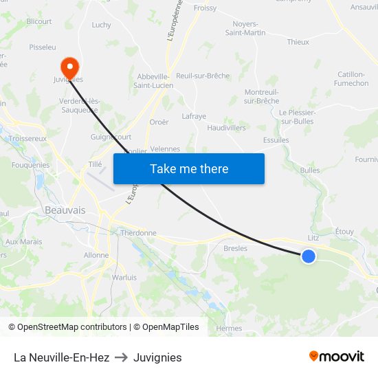 La Neuville-En-Hez to Juvignies map
