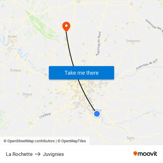 La Rochette to Juvignies map