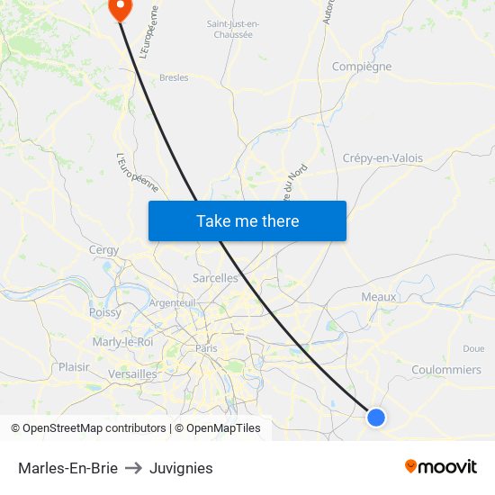 Marles-En-Brie to Juvignies map