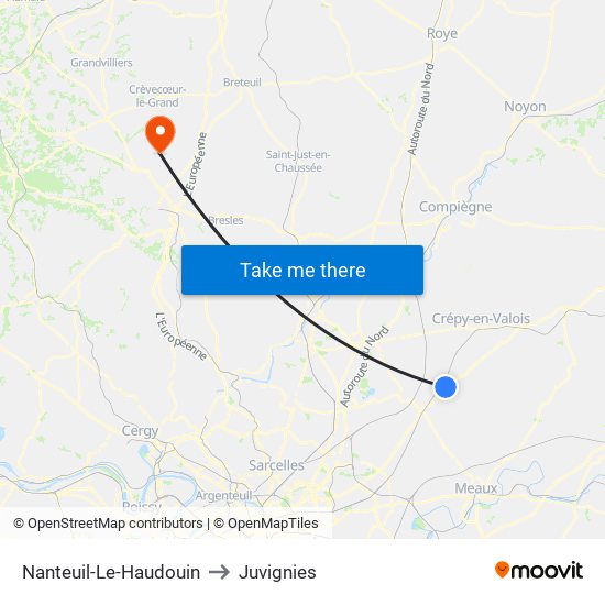 Nanteuil-Le-Haudouin to Juvignies map