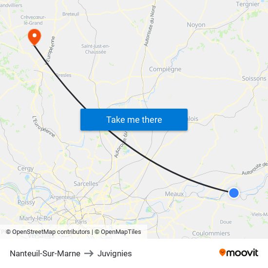 Nanteuil-Sur-Marne to Juvignies map