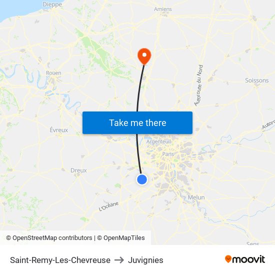 Saint-Remy-Les-Chevreuse to Juvignies map