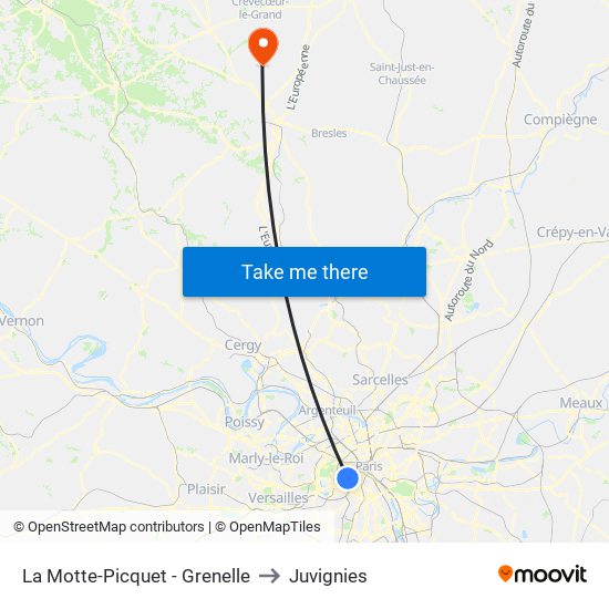 La Motte-Picquet - Grenelle to Juvignies map