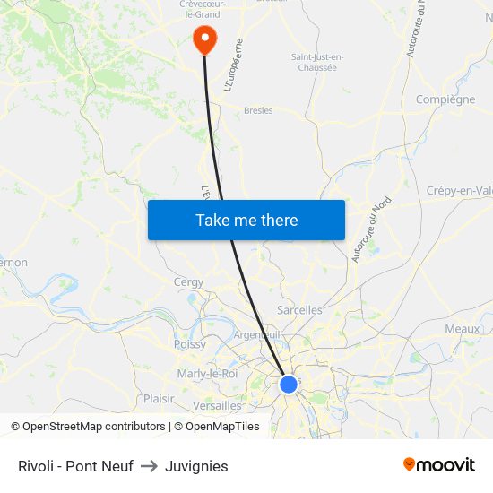 Rivoli - Pont Neuf to Juvignies map