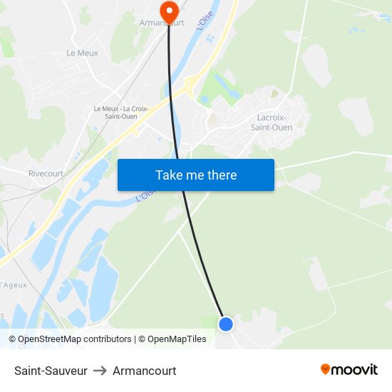 Saint-Sauveur to Armancourt map