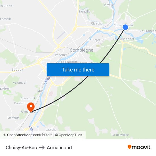 Choisy-Au-Bac to Armancourt map