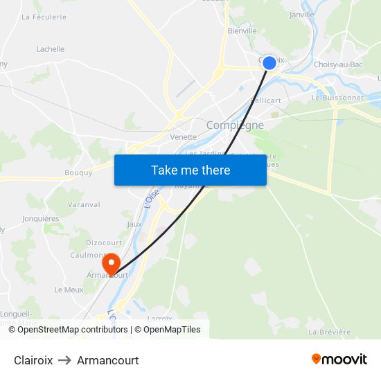 Clairoix to Armancourt map
