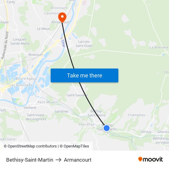 Bethisy-Saint-Martin to Armancourt map