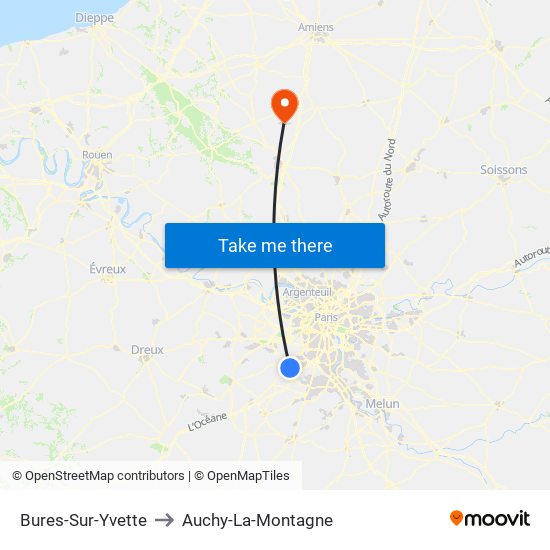 Bures-Sur-Yvette to Auchy-La-Montagne map
