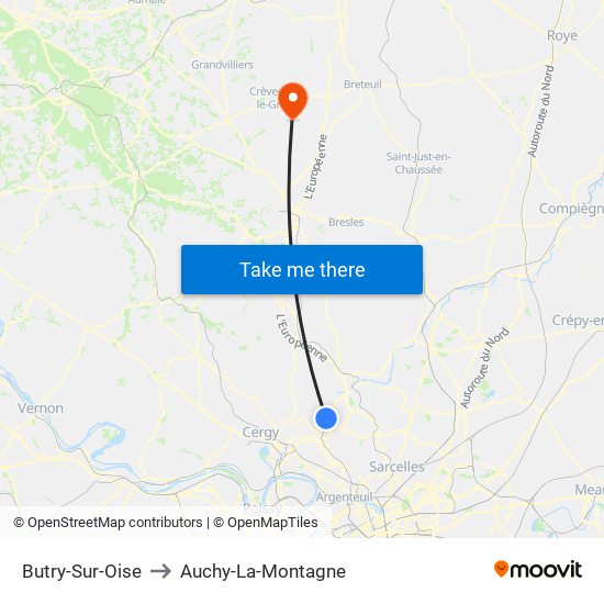 Butry-Sur-Oise to Auchy-La-Montagne map