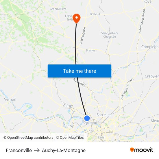 Franconville to Auchy-La-Montagne map