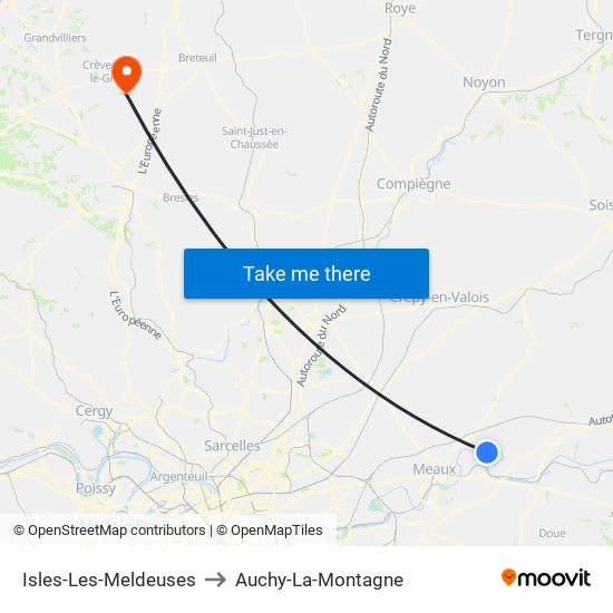 Isles-Les-Meldeuses to Auchy-La-Montagne map