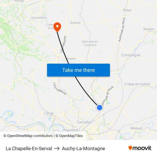 La Chapelle-En-Serval to Auchy-La-Montagne map