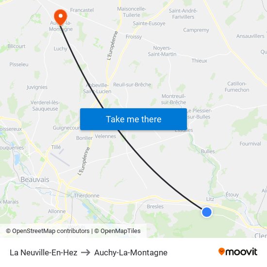 La Neuville-En-Hez to Auchy-La-Montagne map