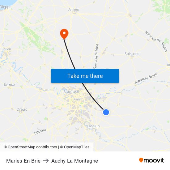 Marles-En-Brie to Auchy-La-Montagne map