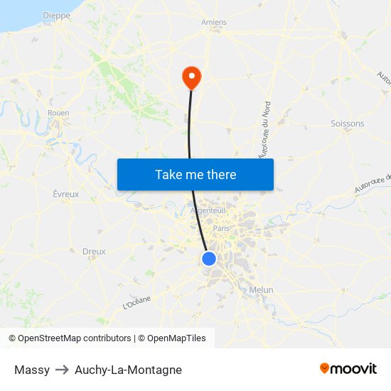 Massy to Auchy-La-Montagne map