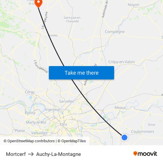 Mortcerf to Auchy-La-Montagne map