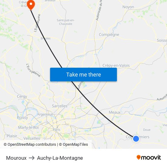 Mouroux to Auchy-La-Montagne map