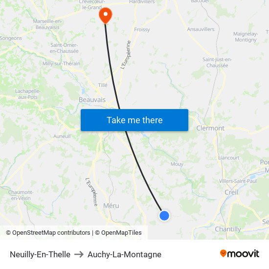 Neuilly-En-Thelle to Auchy-La-Montagne map