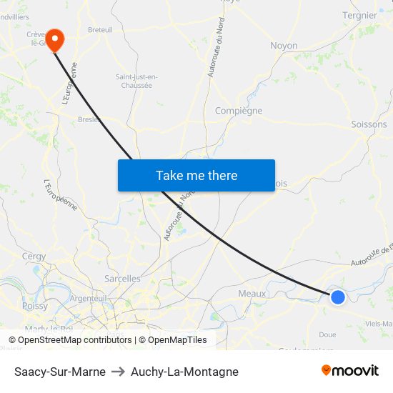 Saacy-Sur-Marne to Auchy-La-Montagne map