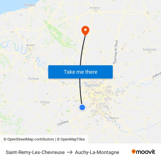 Saint-Remy-Les-Chevreuse to Auchy-La-Montagne map