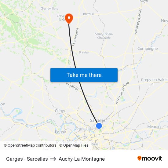 Garges - Sarcelles to Auchy-La-Montagne map