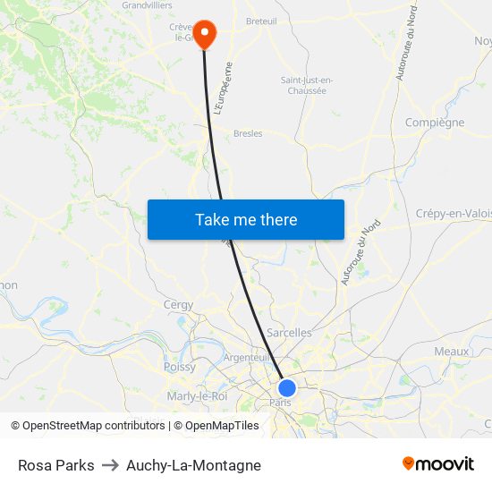 Rosa Parks to Auchy-La-Montagne map