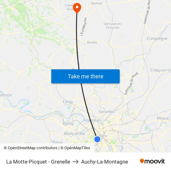 La Motte-Picquet - Grenelle to Auchy-La-Montagne map
